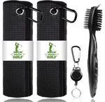 Attractive Golf Towels, Microfiber Waffle Pattern - 16"X16", Black. Fixed Price $16.30.
