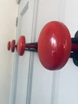 Striking French Art Deco C1930S Vintage Coat/ Bathroom Rack Red & Black. Fixed Price $134.24.
