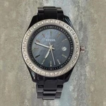Ladie's Fossil Black Resin Band Crystal Bezel Water Resistant Watch ES2436. Fixed Price $74.99.