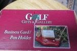 Golf Gift Gallery Business Card And Pen Holder Mahogany Brass Finish #76024. Fixed Price $22.50.