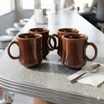 Mug Coffee Cup Diner Brown Glossy Restaurant Retro Vitrified China Heavy Lot 4. Fixed Price $17.95.