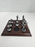 Vintage 8 Pc Bombay Pewter Wood Golfer Balls Desk Top Tic Tac Toe Game. Fixed Price $9.99.