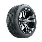 Set Of Gtw 14" Vampire Machined Golf Cart Wheels On 205/30-14 Street Tires. Fixed Price $298.99.