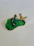 Birdie On Putting Green Lapel Pin Golf Ball Flag & Gold Colored. Fixed Price $9.00.