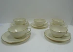Olympia Platinum By Lenox Flat Cup & Saucer Set Of 5 Usa White W/ Gold Rim. Fixed Price $50.00.