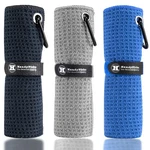 Microfiber Golf Towel 16"X16" With Carabiner Clip, Waffle Pattern, Black/grey.... Fixed Price $21.38.