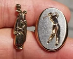 Golf Lot 2 Swank 1" Single Swing Cuff Link & Club Bag Pin Hat Lapel. Fixed Price $11.88.